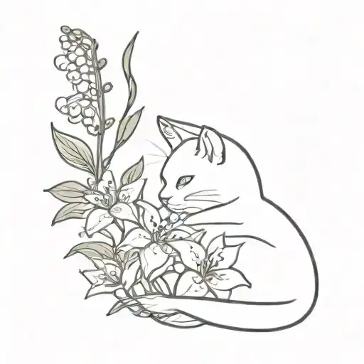 Cat And Lilly Of The Valley Flower