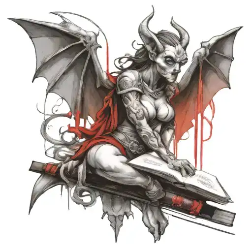 Female Gargoyle Warrior With A Book