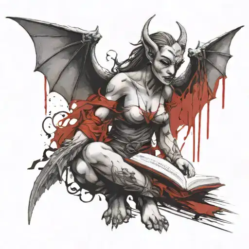 Female Gargoyle Warrior With A Book