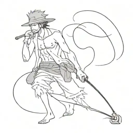 Design A Scene From One Piece In A Black-grey Realism Style