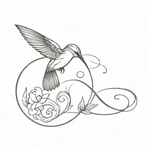 A Delicate Hummingbird With An Unalome And An Infinity Symbol