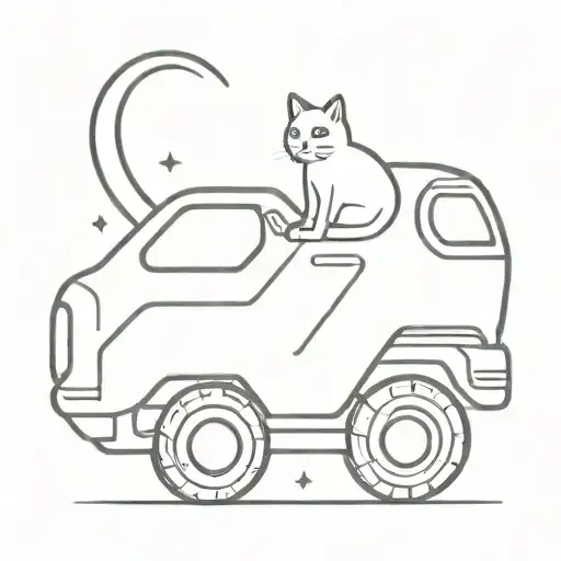 Space Cat With Offroad Car