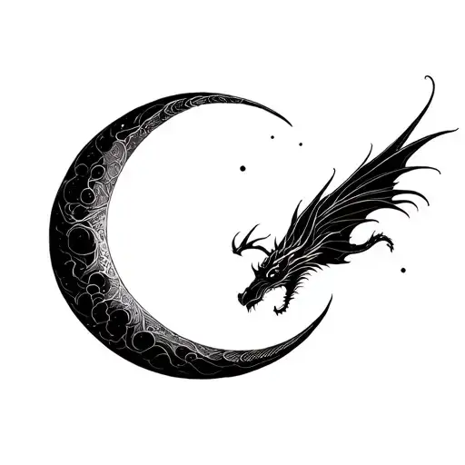 Moon With Dragon Flying