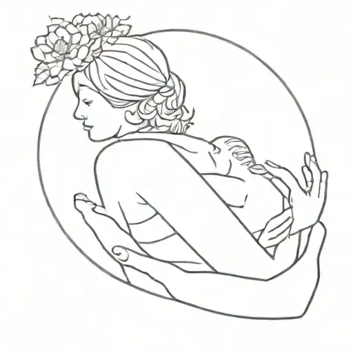 Mom Holding Her Child Incorporating July Birth Flower