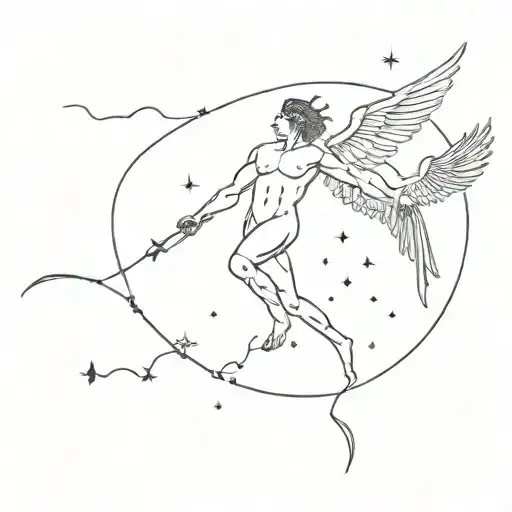 Icarus Falling From The Sky Filled Taurus Zodiac Constellation