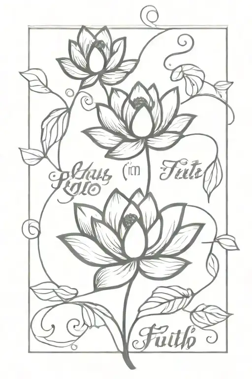 Lotus Flowers With Faith Script Surrounded And Vines