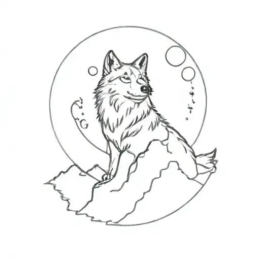Wolf Howling At The Moon In Front Of A Series Of Travel Destinations