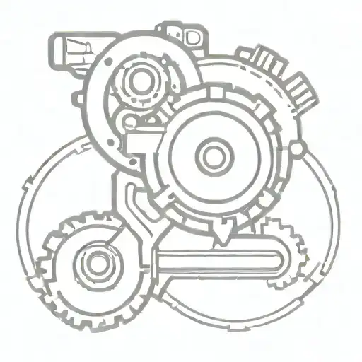 Motorcycle Engine With Gears And Pistons Intertwined With A Best Friend's Initials