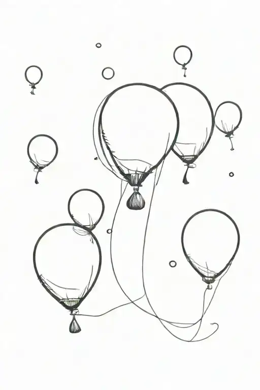 Black Balloons Floating And Two Balloons Floating Away