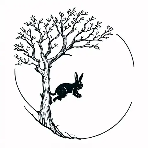 Rabbit Climbing Out Of Tree Made