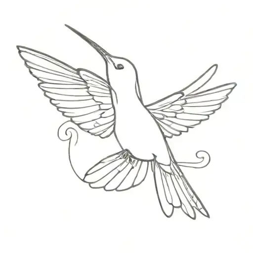 Minimalist Hummingbird In Flight