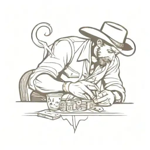 Cowboy Playing Poker With A Cigar
