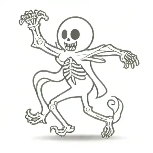 Cartoon Ghost Dancing With A Skeleton