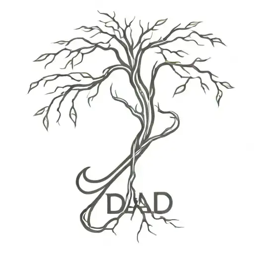 A Hockey Stick Transforming Into A Tree With Roots Spelling Out 'Dad'