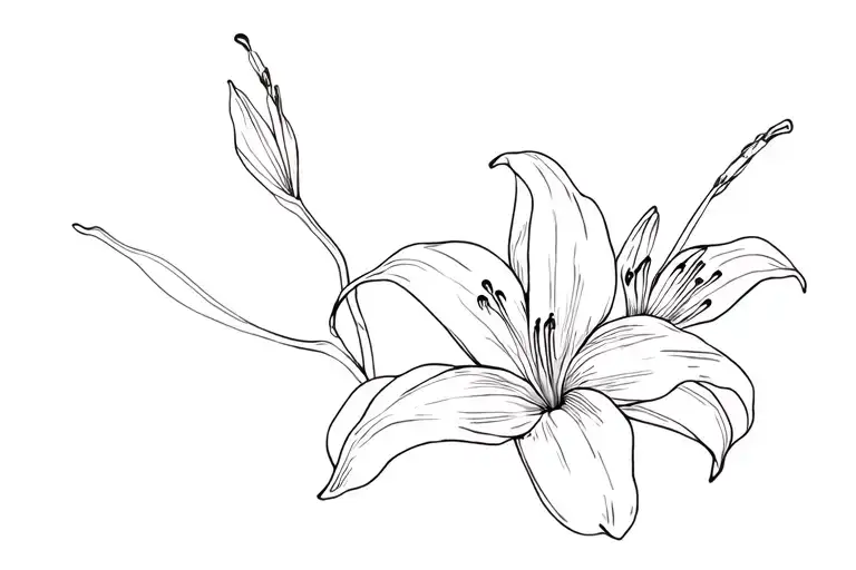 Lillies Fine Line Delicate Shoulder Arm Tattoo Design
