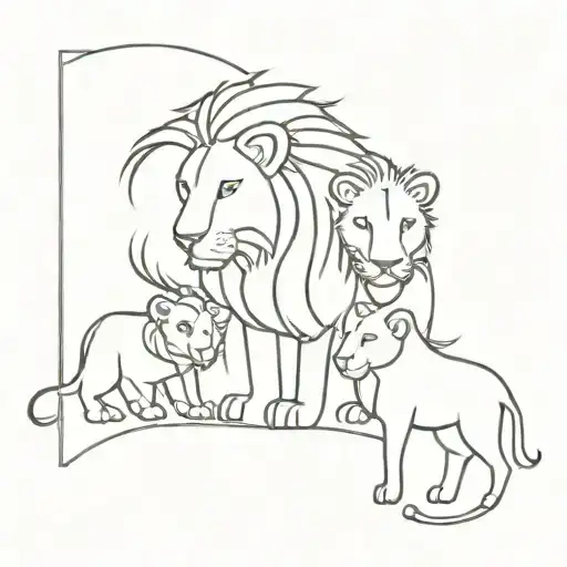 Cute Lion Family
