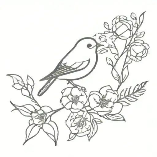 Bird And Flowers Little