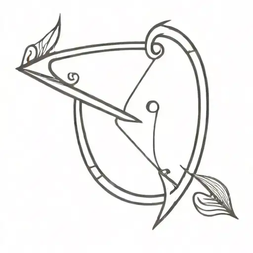 An Abstract Tattoo Of Musical Notes Forming The Shape Of A Bow And Arrow