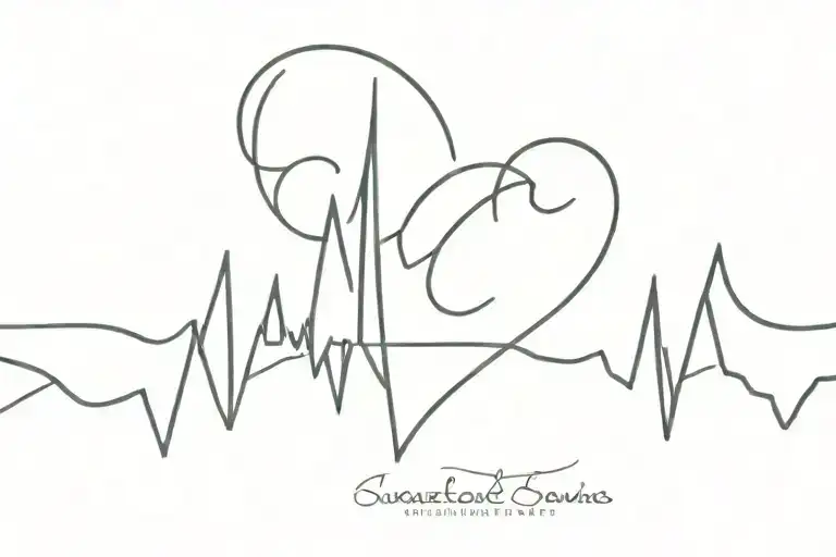 Heart Beat Line With A Heart At The End