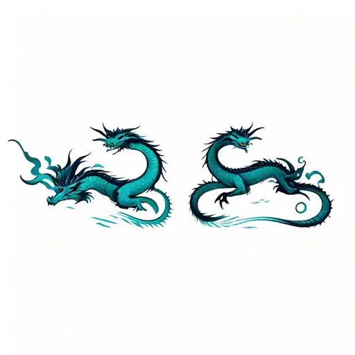 Two Dragons Water And Earth