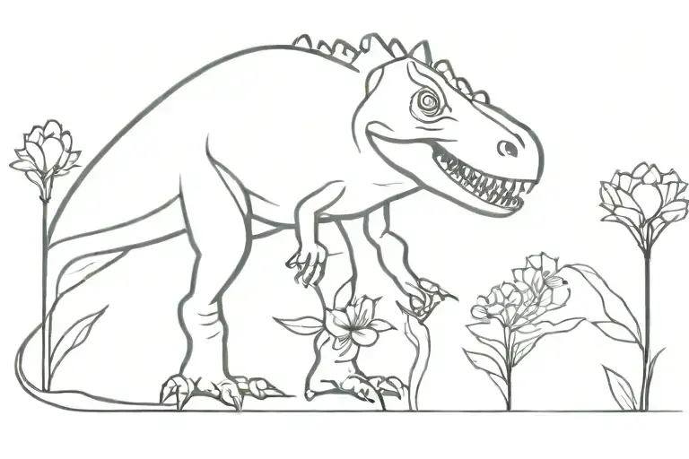 Dinosaur Eating Flowers