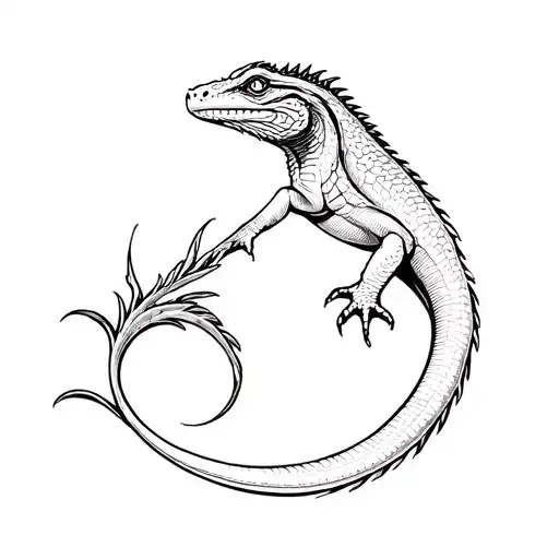 Bearded Dragon Curled Around Die