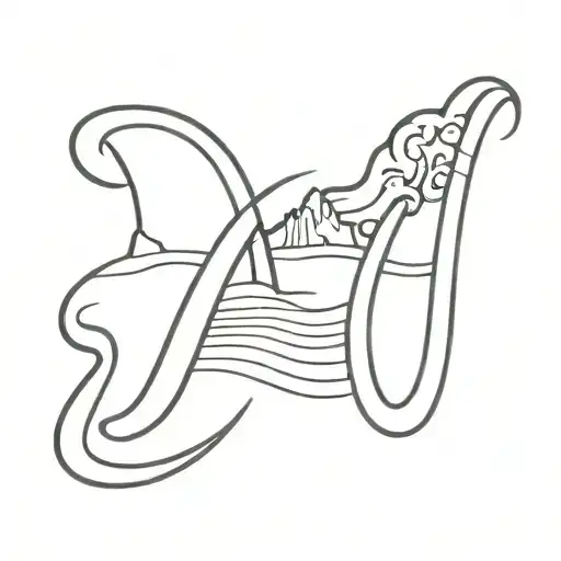 Greek Letter L With A Mountain And Waves