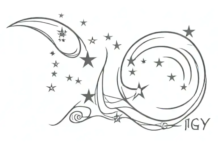 Minimal Moon With Moonlight Text 'Igy6' Us Flag