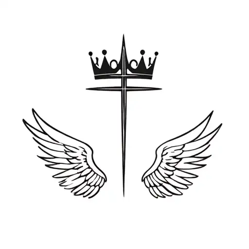 Crown Cross And Wings Down