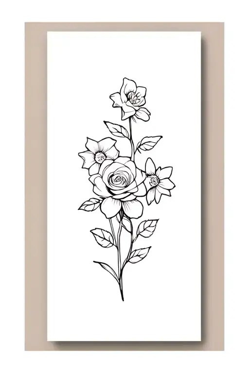 Shamrock Rose And Daffodil Flowers