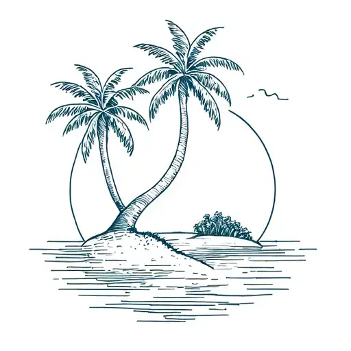 Coconut Tree On An Island Landscape