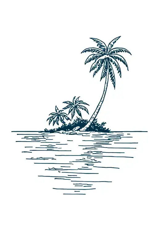 Coconut Tree On An Island Landscape