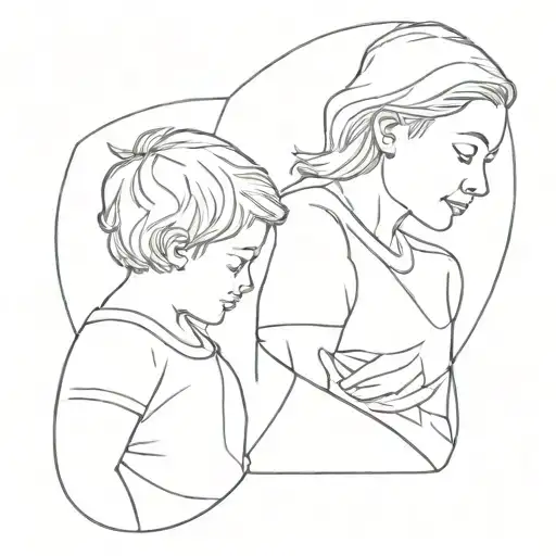 Mom And Son Looking Into Mirror