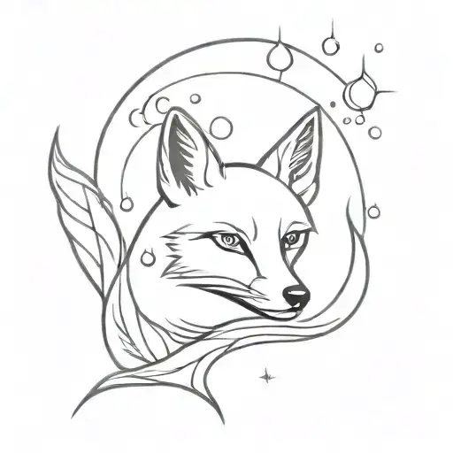 Fox With Moon And Water And Fire