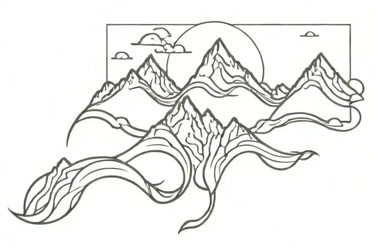 Mountain And Wave Pattern