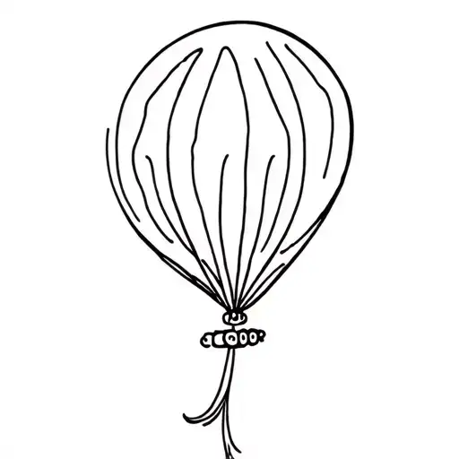 Fine Line Balloon Animal With Black Wavy Lines Inside Of The Balloon