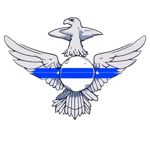 Usmc Eagle Globe And Anchor Combined With A Thin Blue Line Flag