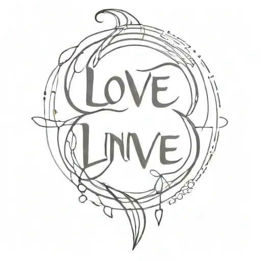 An Abstract Unalome Design With Words Like 'Love' And 'Unity' Woven Into The Pattern