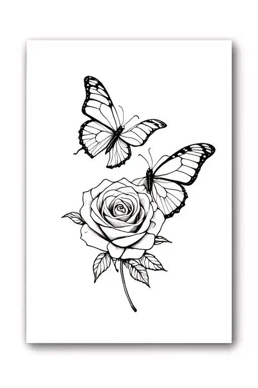 Butterflies And Roses Intertwined Symbolizing The Client's Love