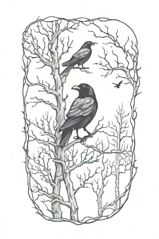 Dead Forest And Raven