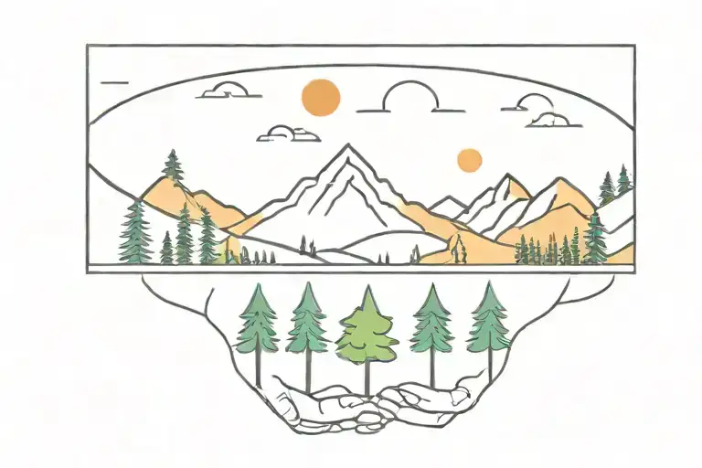 Wrist Bracelet With Mountains And Trees Colors Sunset