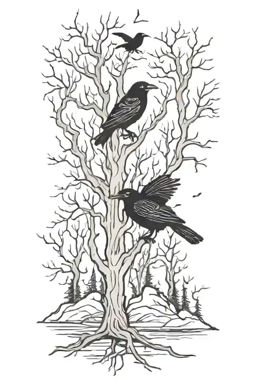 Dead Forest And Raven
