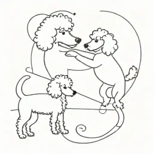Poodle Dog And Cat Playing