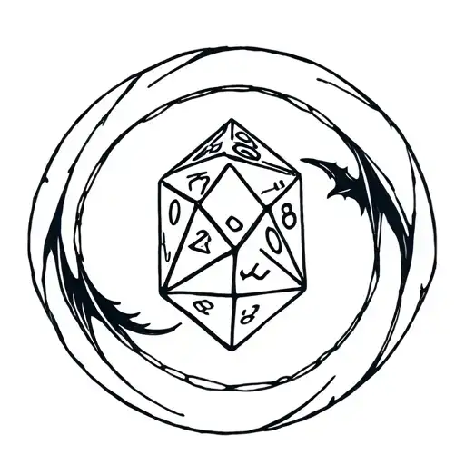 Wolf And Dragon Circle Around D&d D20 Dice