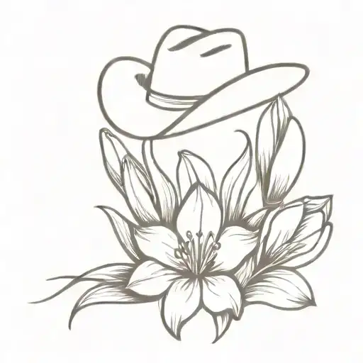 Cowboy Hat And Tulips Lilies