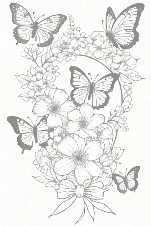 Bouquet Of September Birth Flower And December Birth Flower With A Bow Around Them