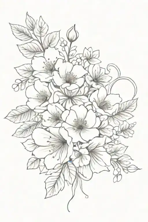 Bouquet Of September Birth Flower And December Birth Flower With A Bow Around Them