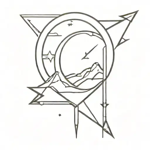 Crescent Moon Mountain Sagittarius Arrow