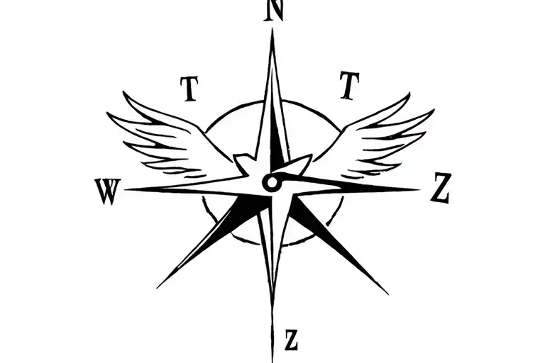 Phoenix With A Compass And The Letters T And Z