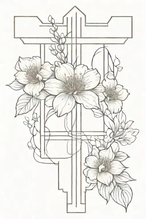 A Cross With The Birth Flowers Of May January And Augest On It As A Bouqet